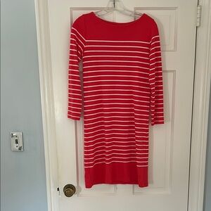 Vineyard Vines Red and White Raglan Long Sleeve Dress